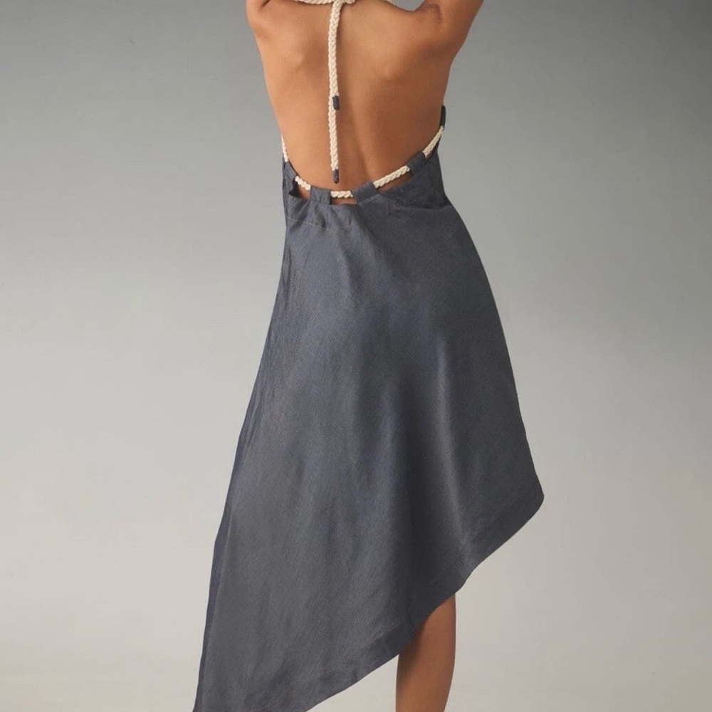 Anthropologie Asymmetrical Dress in Navy and Beige